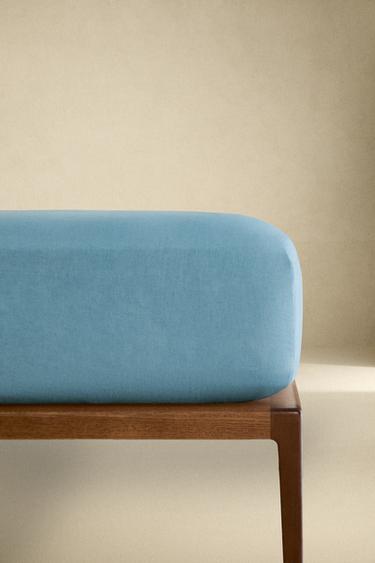 LINEN FITTED SHEET | 30 CM HIGH - Blue by Zara
