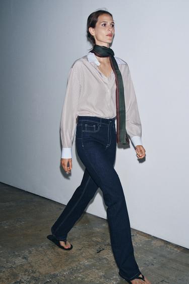 ZW COLLECTION BOOTCUT HIGH-WAIST JEANS - Blue by Zara