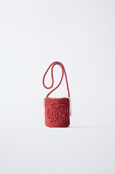 FLORAL CROCHET CROSSBODY BAG - Red by Zara - Image 0