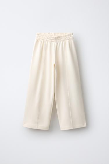 WIDE-LEG INTERLOCK TROUSERS - Ecru by Zara