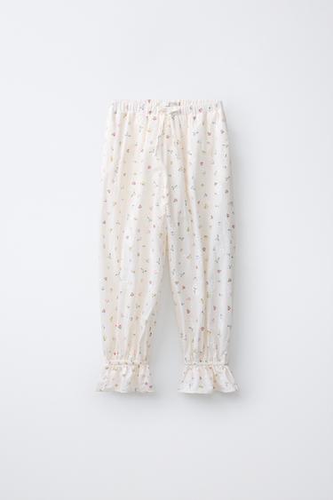 SCHIFFLI EMBROIDERED SAROUEL TROUSERS - Ecru by Zara