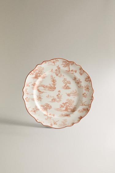 DESSERT PLATE WITH DESIGN - Pink / White by Zara - Image 0