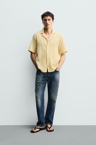 REGULAR FIT STRIPED JACQUARD SHIRT - Yellow by Zara