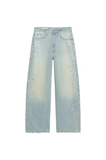 TRF SPARKLY BAGGY DENIM JEANS - Blue by Zara