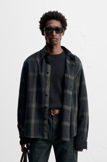 CHECK SHIRT - Dark navy by Zara