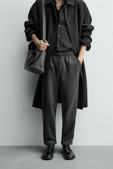 COMFORT NON-IRON JOGGER WAIST TROUSERS - Dark grey marl by Zara