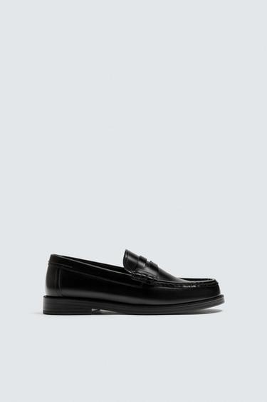 LEATHER PENNY LOAFERS - Black by Zara