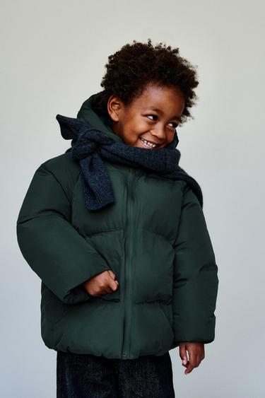 WATER-REPELLENT QUILTED COAT WITH HOODIE - Green by Zara