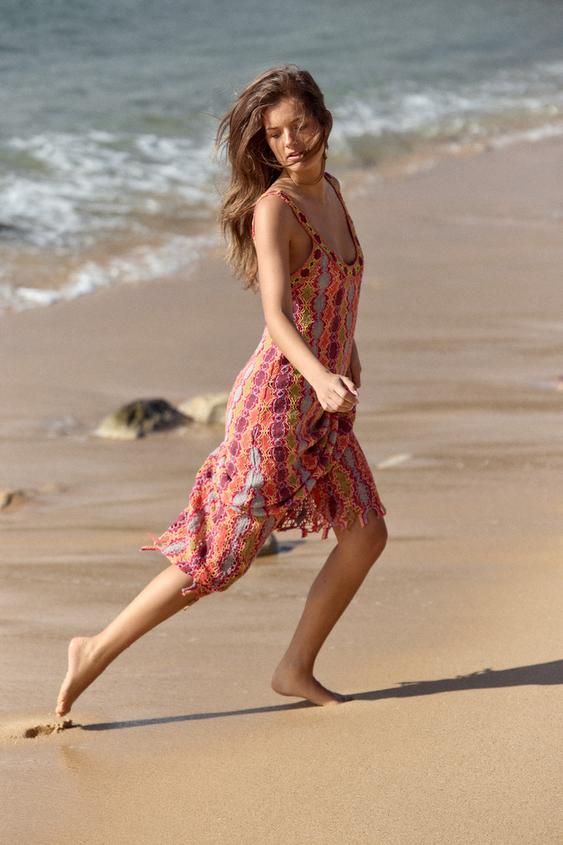 LONG FRINGED KNIT DRESS - Multicoloured by Zara - Image 0