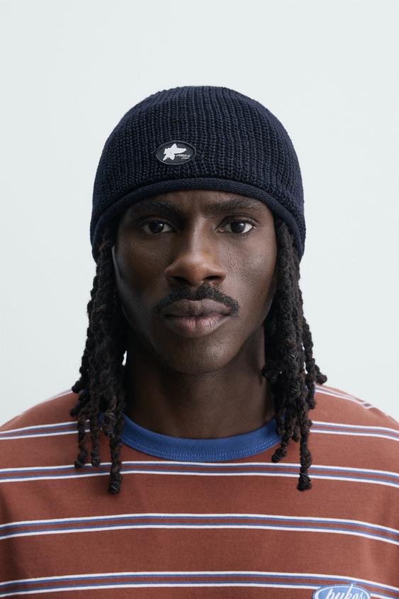 PUKAS SURF X ZARA 100% LINEN KNIT BEANIE - Navy blue by Zara - Image 0