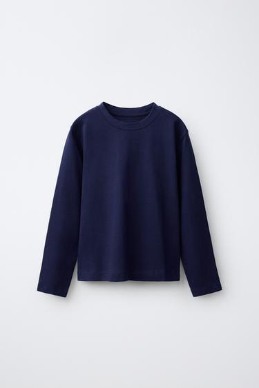 PLAIN LONG SLEEVE T-SHIRT - Blue / Indigo by Zara