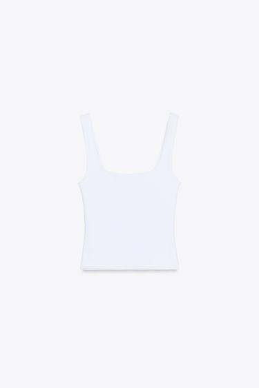 WIDE STRAP VEST TOP - White by Zara