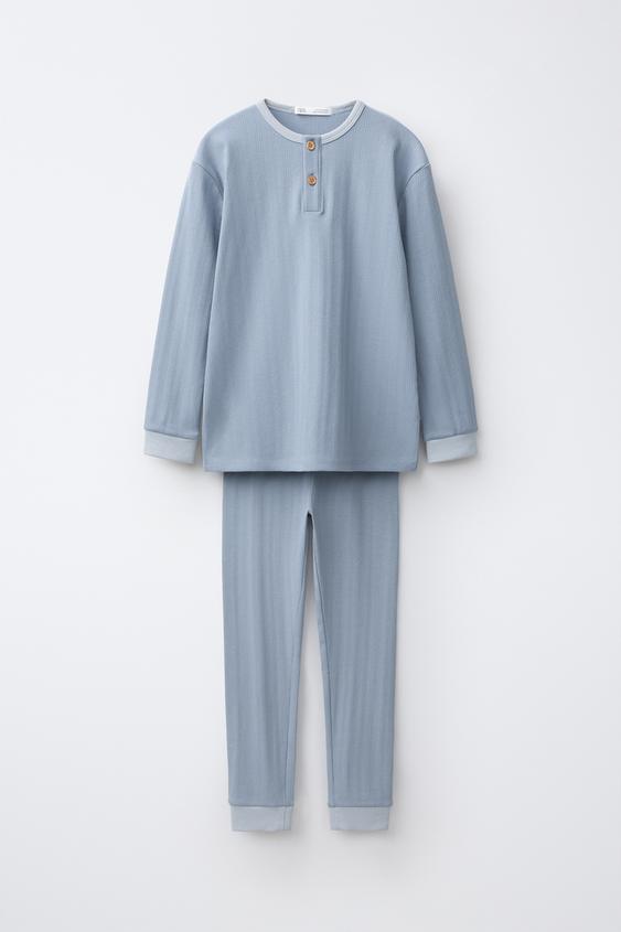 6-14 YEARS/ PLAIN TEXTURED PYJAMAS - Blue by Zara - Image 0