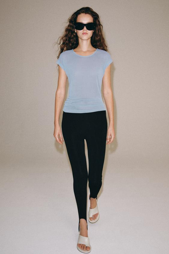 SEMI-SHEER T-SHIRT - Light blue by Zara - Image 0