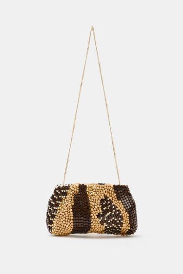 BEADED POUCH BAG - Brown by Zara