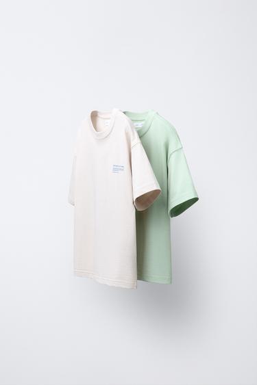 2-PACK OF T-SHIRTS WITH SLOGAN PRINT - Grey by Zara