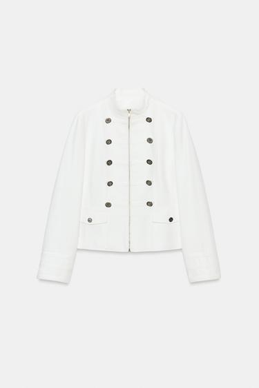HIGH COLLAR BUTTONED BLAZER - Oyster-white by Zara