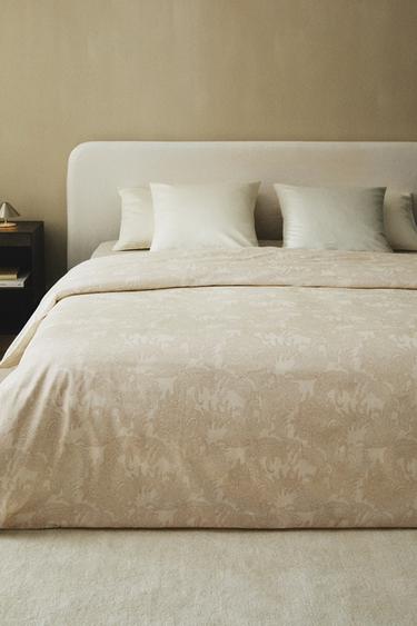 PAISLEY PRINT SATEEN DUVET COVER - Ecru by Zara