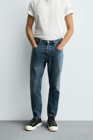 SLIM FIT CROPPED JEANS - Blue by Zara