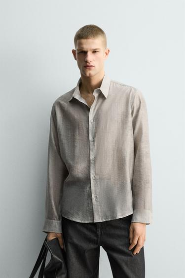 FLOWING JACQUARD SHIRT - Pearl grey by Zara