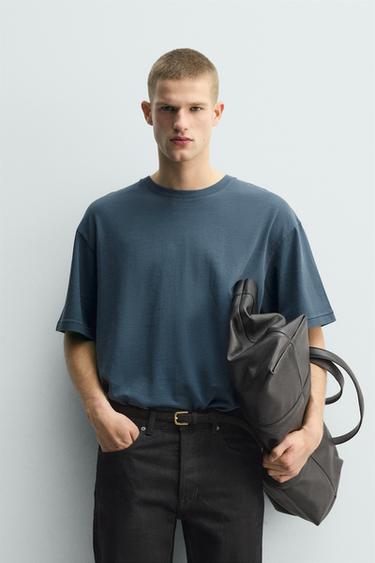 RELAXED FIT PATCH T-SHIRT - Blue by Zara