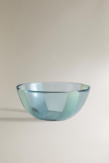 STRIPED GLASS BOWL - Blue by Zara