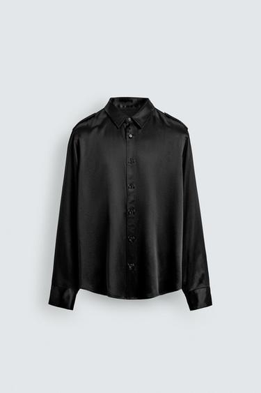 SATIN RELAXED FIT SHIRT - Black by Zara