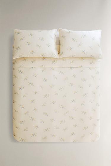 SATEEN FLORAL BOUQUET DUVET COVER - Yellow by Zara