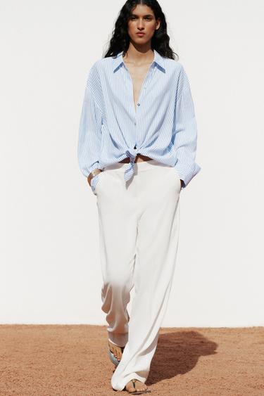 OVERSIZE STRIPED SHIRT - Blue/White by Zara
