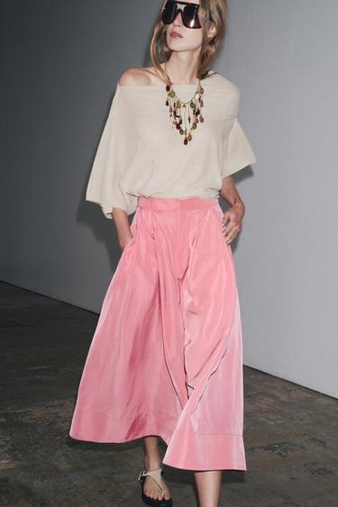 ZW COLLECTION MIDI SKIRT - Pink by Zara