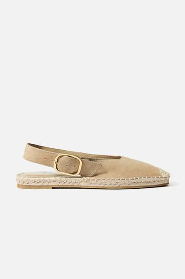 SPLIT SUEDE BRAIDED SLINGBACKS - Light beige by Zara