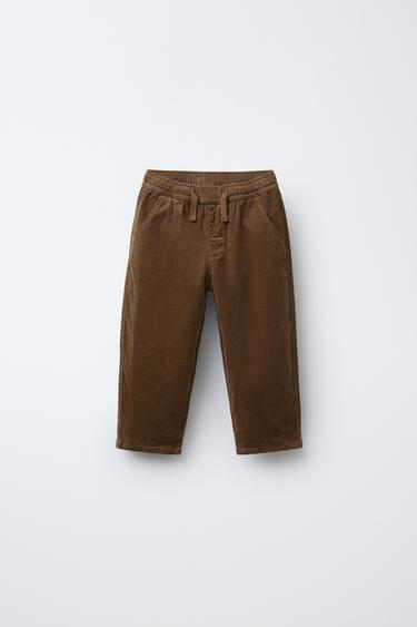 LINED NEEDLECORD TROUSERS - camel by Zara