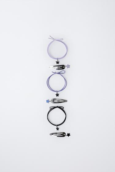 THREE-PACK OF STAR HAIR BANDS AND CLIPS - Lilac by Zara