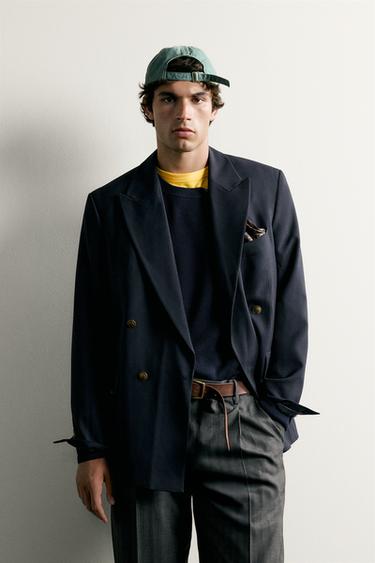DOUBLE-BREASTED GOLD BUTTON BLAZER - Navy blue by Zara