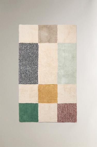 CHILDREN'S PATCHWORK COTTON RUG - Light beige by Zara