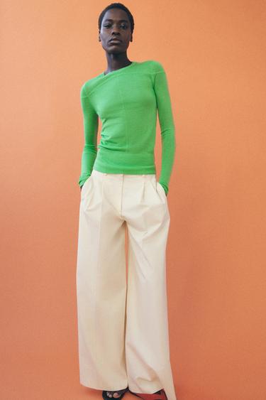 FINE KNIT WOOL BLEND JUMPER - GREEN by Zara