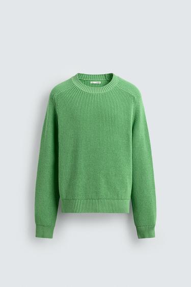 COTTON-CASHMERE TEXTURED SWEATER - Green by Zara