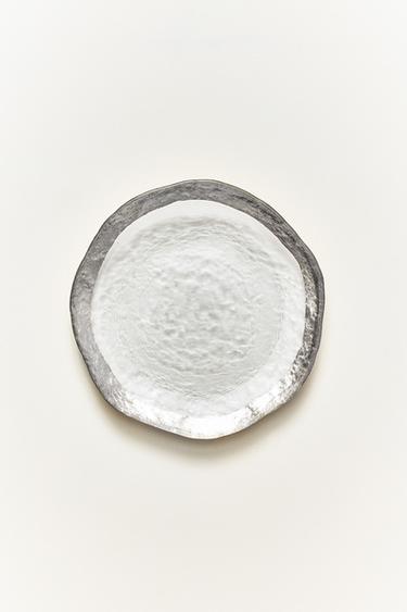 GLASS SIDE PLATE WITH RIM - Silver by Zara