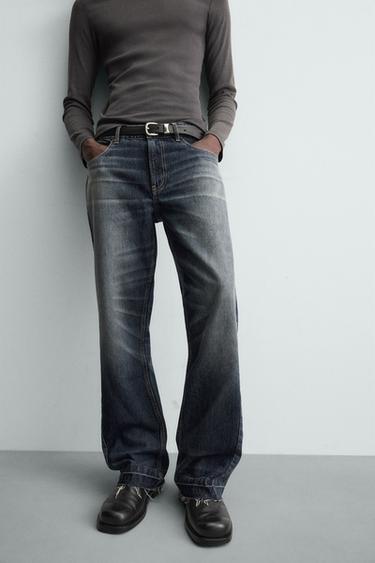 STRUCTURED FLARE FIT JEANS - Navy / White by Zara