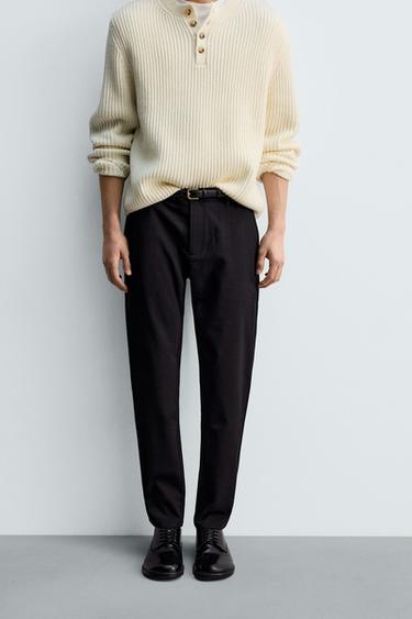 SLIM FIT COMFORT TROUSERS - Black by Zara