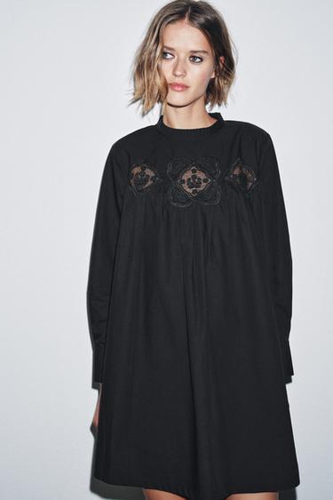 EMBROIDERED DRESS ZW COLLECTION - Black by Zara
