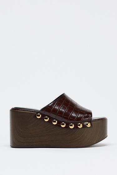TEXTURED PLATFORM WEDGES - Brown by Zara