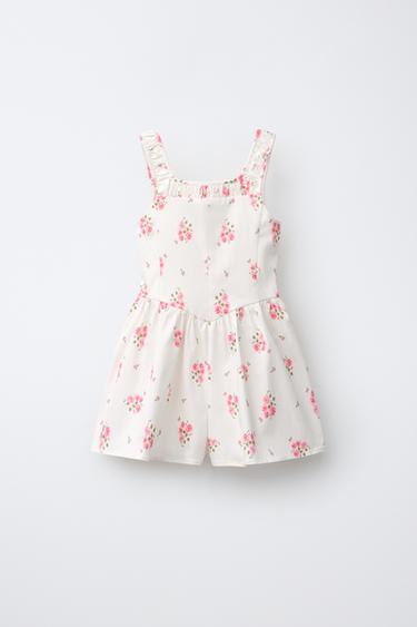 FLORAL PRINT PLAYSUIT - Pink / White by Zara
