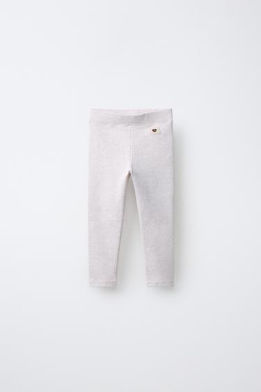RIBBED LEGGINGS WITH LABEL - Sand / Marl by Zara
