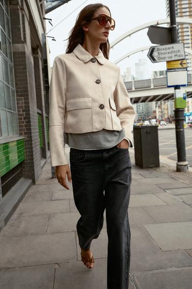 SHORT FAUX SUEDE JACKET - Ecru by Zara