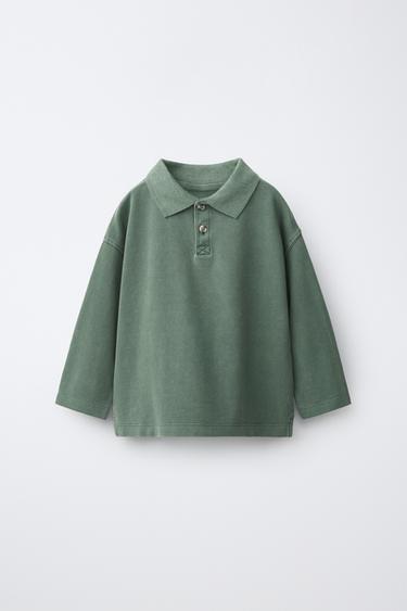 PLAIN PIQUÉ POLO SHIRT - Mid-green by Zara
