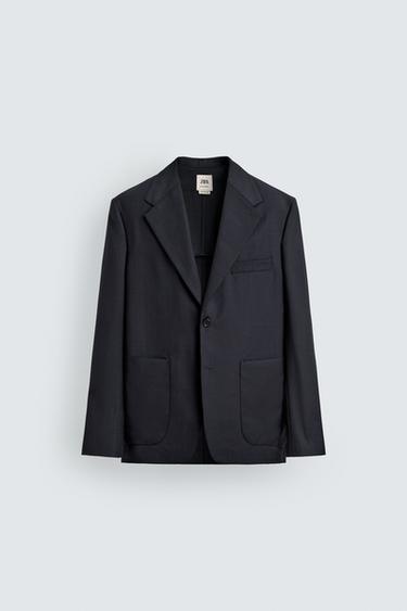 RELAXED FIT 100% WOOL BLAZER - Navy blue by Zara