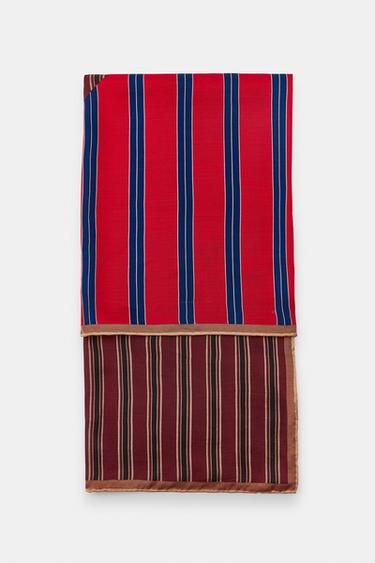 REVERSIBLE 100% VISCOSE STRIPED SCARF - Burgundy by Zara