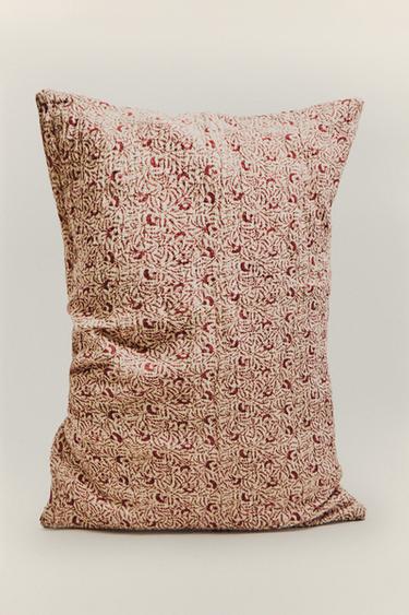 BRANCH PRINT COTTON AND LINEN CUSHION COVER - Beige by Zara