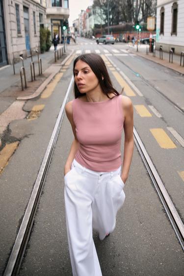 RIBBED TOP - Dusty pink by Zara